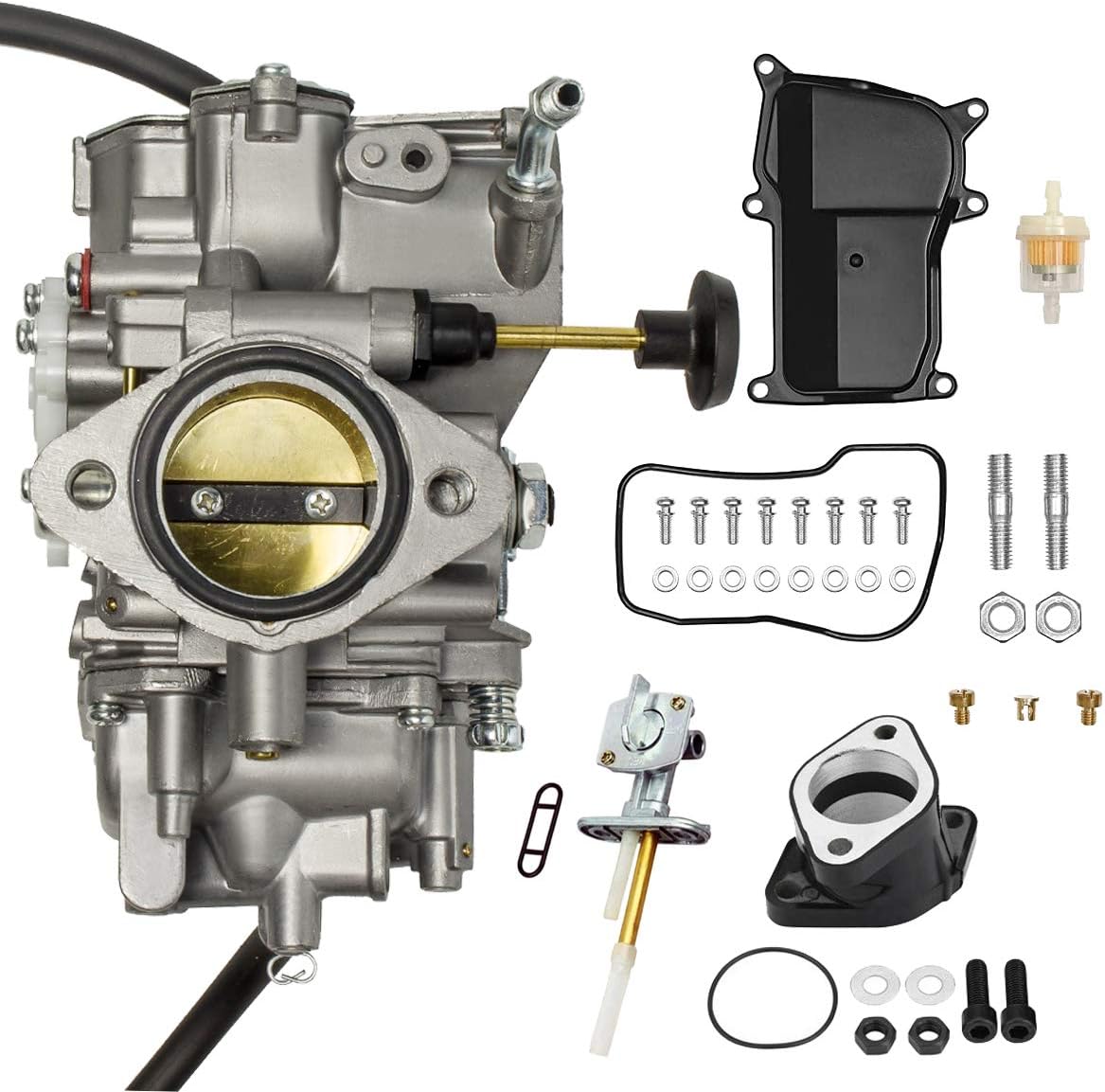 Ruijie YFM350 Carburetor For Yamaha 1987-1998 Big Bear 350 1987-2004 Warrior 350 1996-1998 Kodiak 400 1987-1990 1992-1995 Moto-4 350 Yfm 350 Atv Carb with Bolt Air intake Manifold