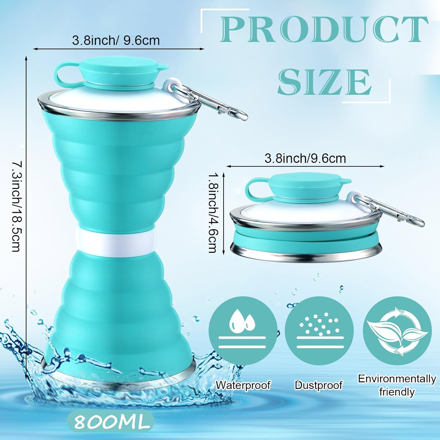 6 Pcs Collapsible Water Bottles 17 oz Silicone Foldable Water Bottles Portable Travel Water Bottle with Buckle for Camping Hiking Sports Outdoor Gym Summer (Bright Color)