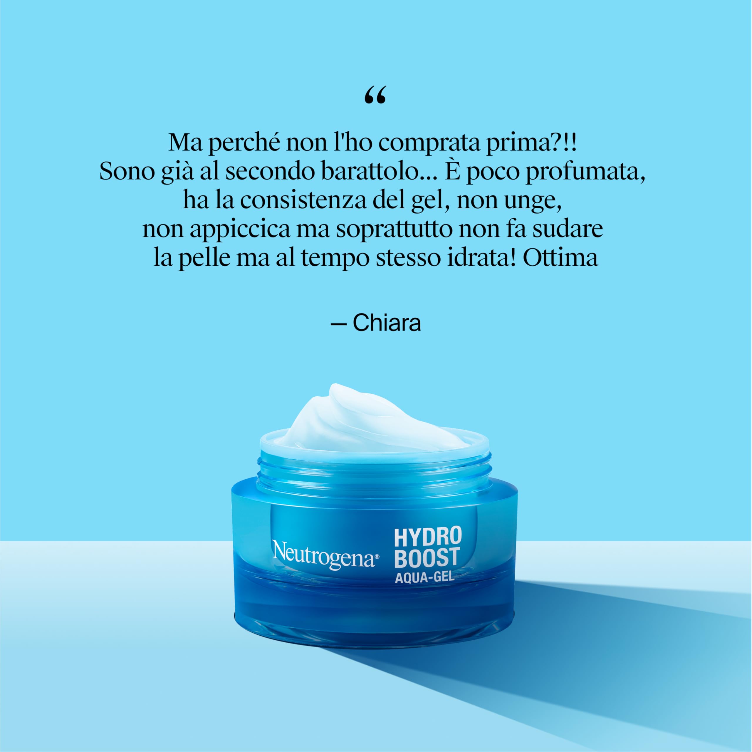 Neutrogena Hydro Boost Acqua Gel, Crema idratante viso in gel leggero a base acqua, Crema viso Acido Ialuronico per un'idratazione intensa, Ideale per pelle mista e sensibile, 50 ml