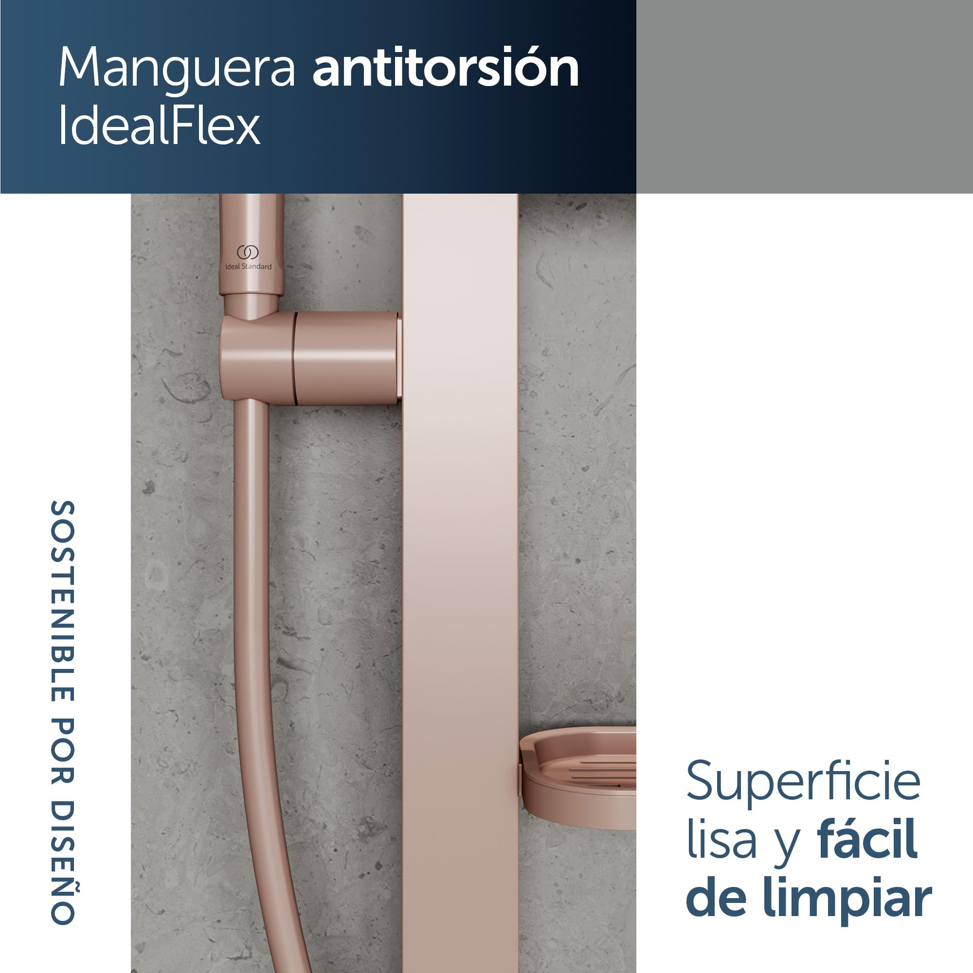 Ideal Standard Idealrain Alu+ Kit de ducha con barra, Cabezal de ducha con ahorro de agua, dos tipos de chorro (SilkRain y Rain) y bandejas ajustables – Rosa (349x157x600 mm)