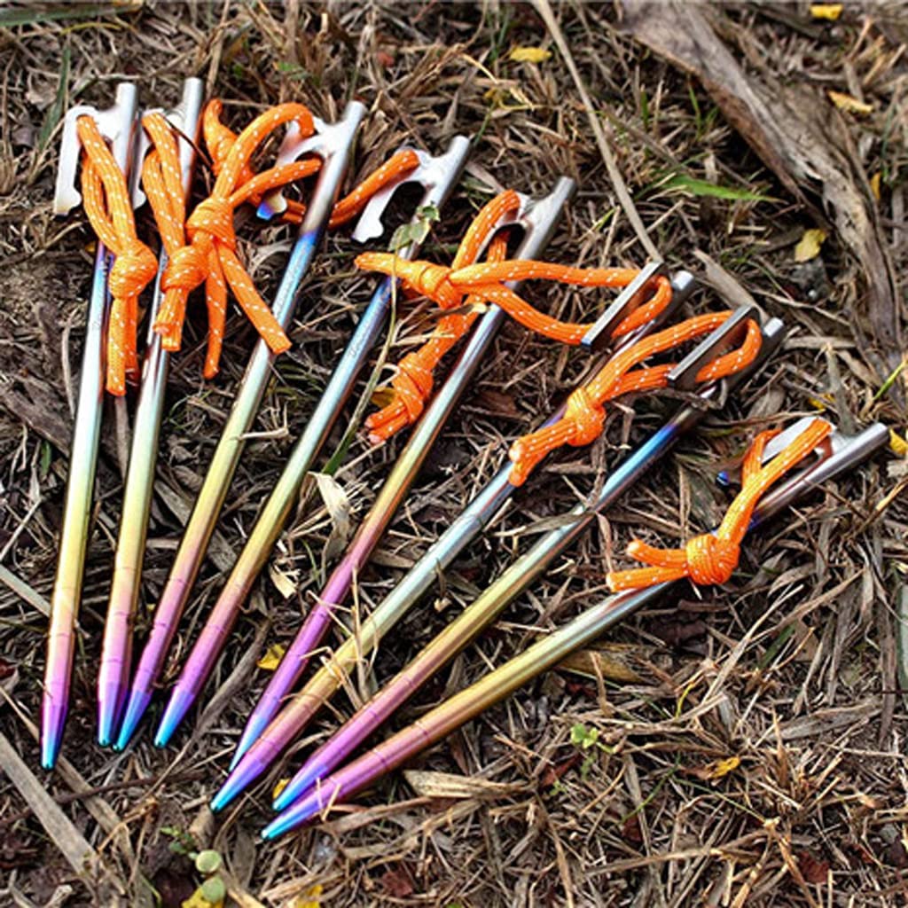 Lot de 6 piquets de Tente en Alliage de Titane, piquets de Tente de Camping, piquets d'auvent de Camping en Plein air, Clous de Tente Robustes Longs et durables, pour Les Voyages e