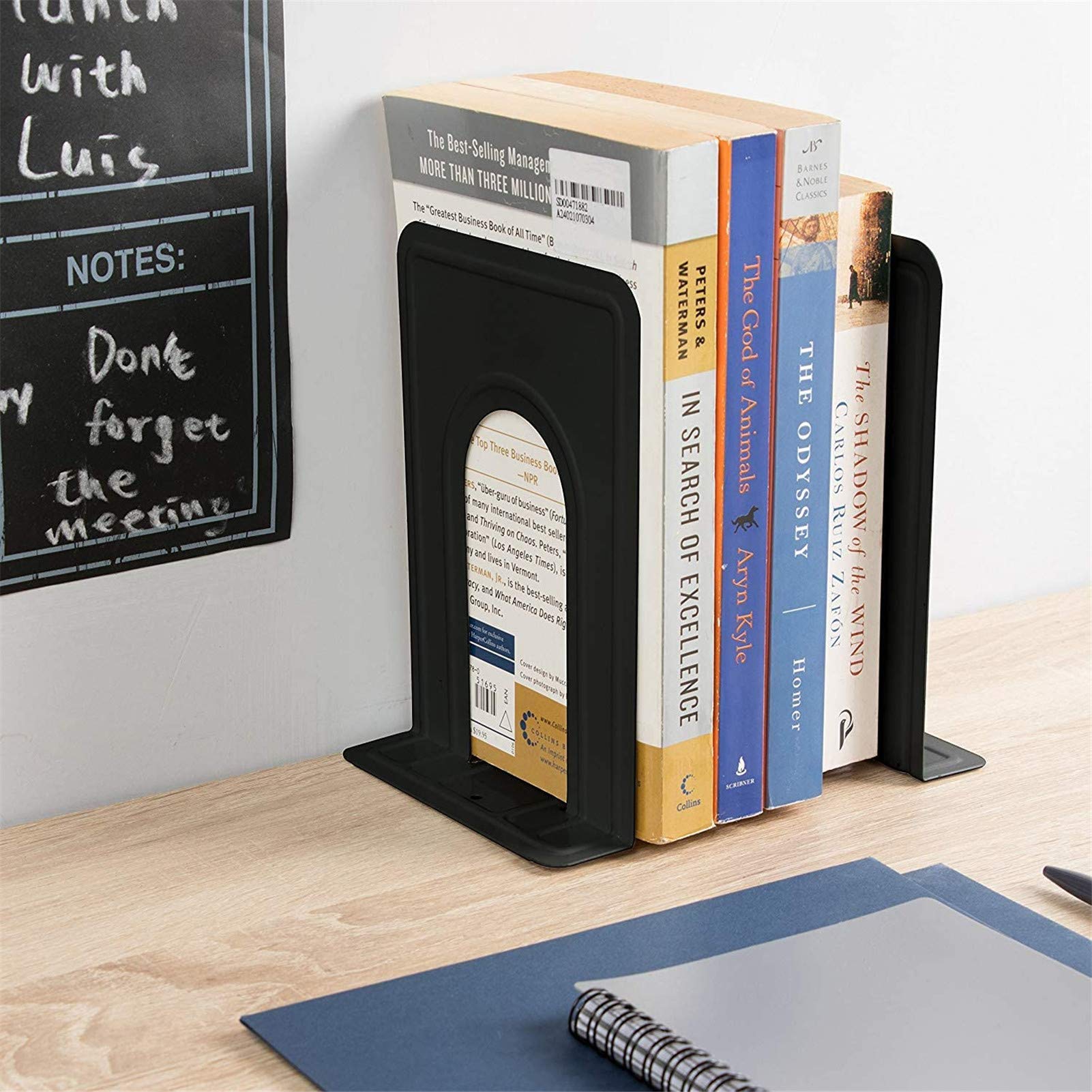2 Sujetalibros Oficina, Sujetalibros Metal Simples, con Base Antideslizante para Oficinas Escuelas Sala Estar Cocina Biblioteca Magnífica Decoración para el Hogar,Azul,Medium
