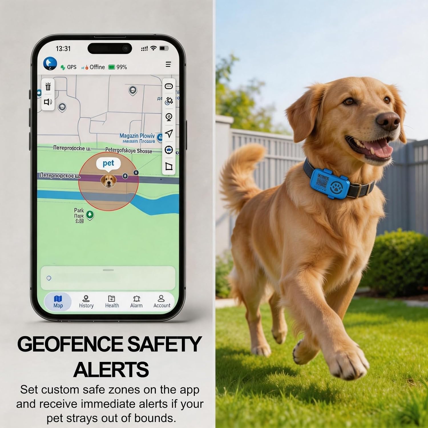GPS Tracker for Dogs, Real-Time Location Update