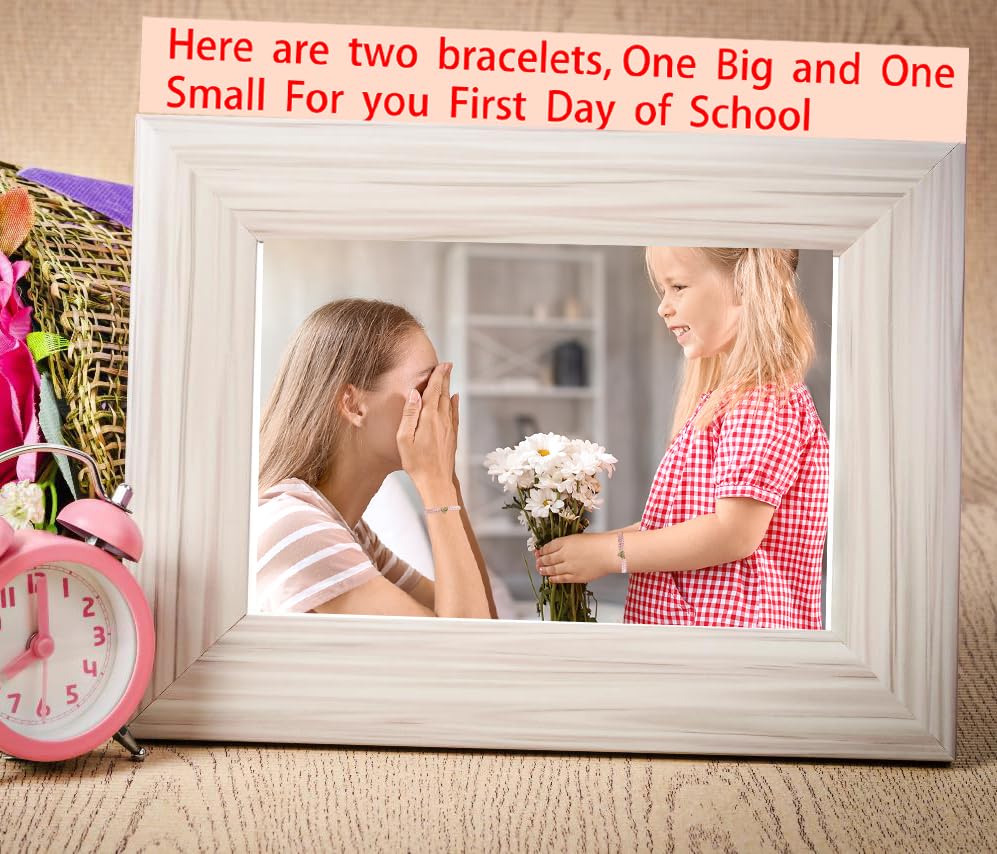 Image of First Day of School Bracelets Matching Heart Bracelets for Mom and Daughter Back to School Bracelets for 2 Braided Adjustable Charm Bracelets Jewellery Present