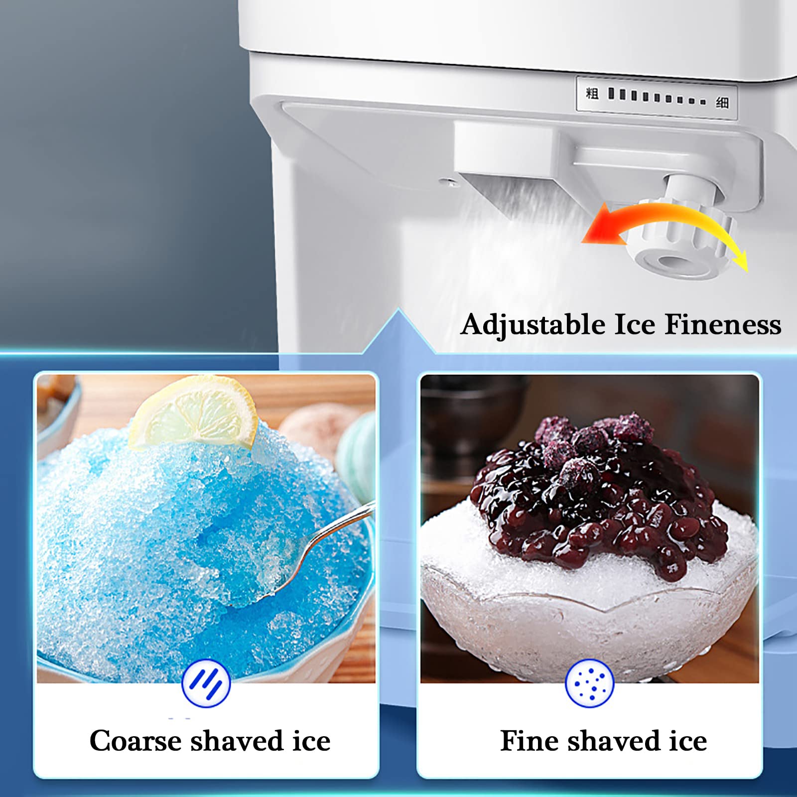 Afeitadora de Hielo Comercial, máquina eléctrica para Hacer Hielo, trituradora de Hielo, máquina de Batidos, finura de Hielo Ajustable, 440 LB/H 250 W