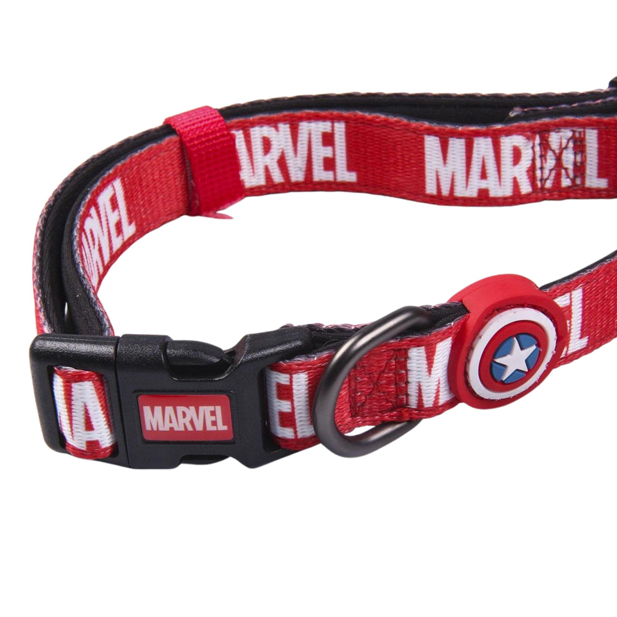 Cerdá - for Fan Pets Dog Collar with Marvel Motifs Printed | Made of 100% Polyester, Durable Fabric and Small Metal Pendant - Officially Licensed by Marvel