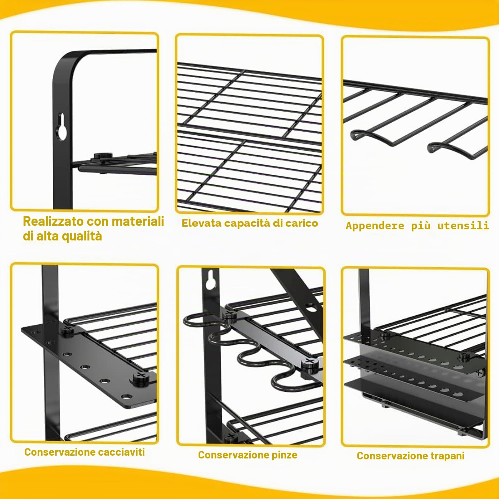 Supporto Da Parete per Utensili Elettrici, Supporto per Punte Da Trapano per Impieghi Gravosi per 4 Utensili Da Trapano Elettrico, Supporto per Trapano a Batteria per Garage, Officina