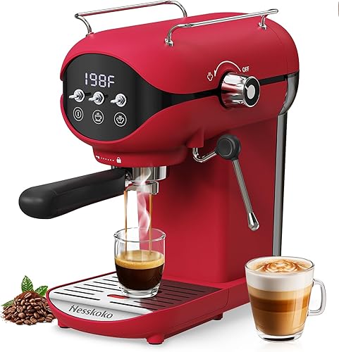 Miniatura 13 de Cafetera Espresso con Espumador de Leche a Vapor Semiautomática de 20 Bares, Compacta, Color Blanco con Interruptor de Cambio para Hogar, Espresso