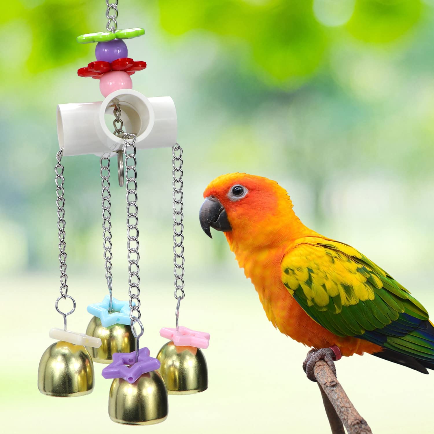 Hypeety Vogelglocken-Spielzeug – Hängende Käfigglocke Mit Bunten Perlen Für Papageien & Sittiche