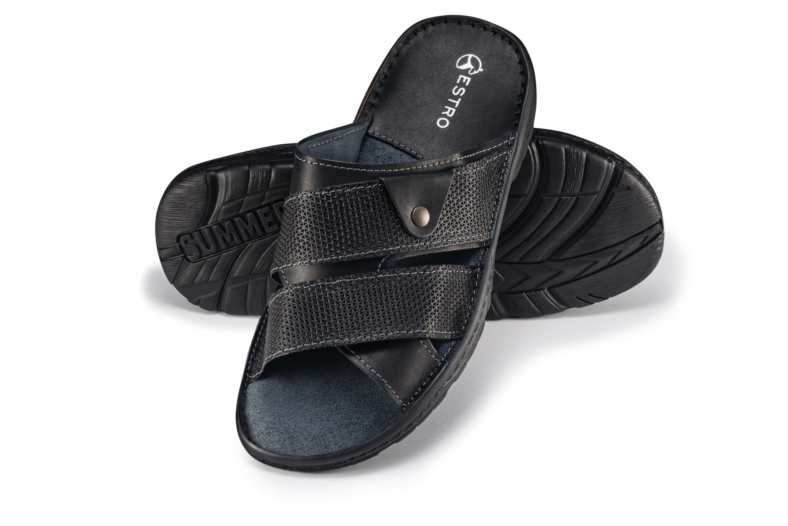 ESTRO Sandales Homme Cuir Été - Mules Homme Cuir Été Sandale Hommes avec Semelle Antidérapante s5