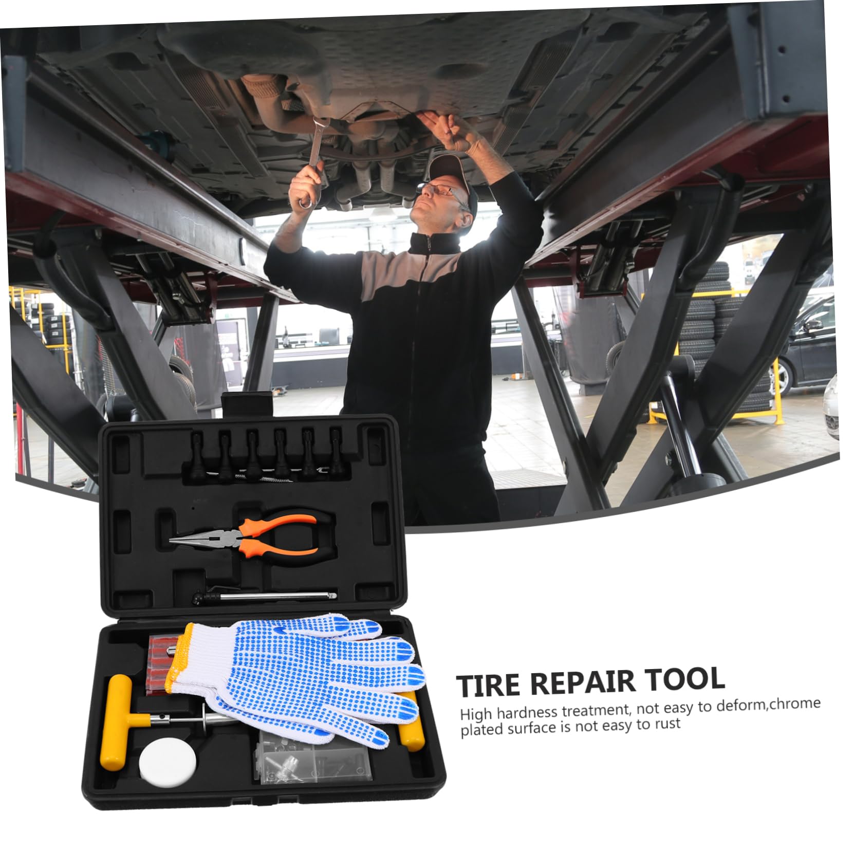 Kit di Riparazione Pneumatici Auto 100 Pezzi in Acciaio e Gomma | Kit di Riparazione Pneumatici Auto, Portatile e Facile da Usare, per Riparazioni Auto in Qualsiasi Momento