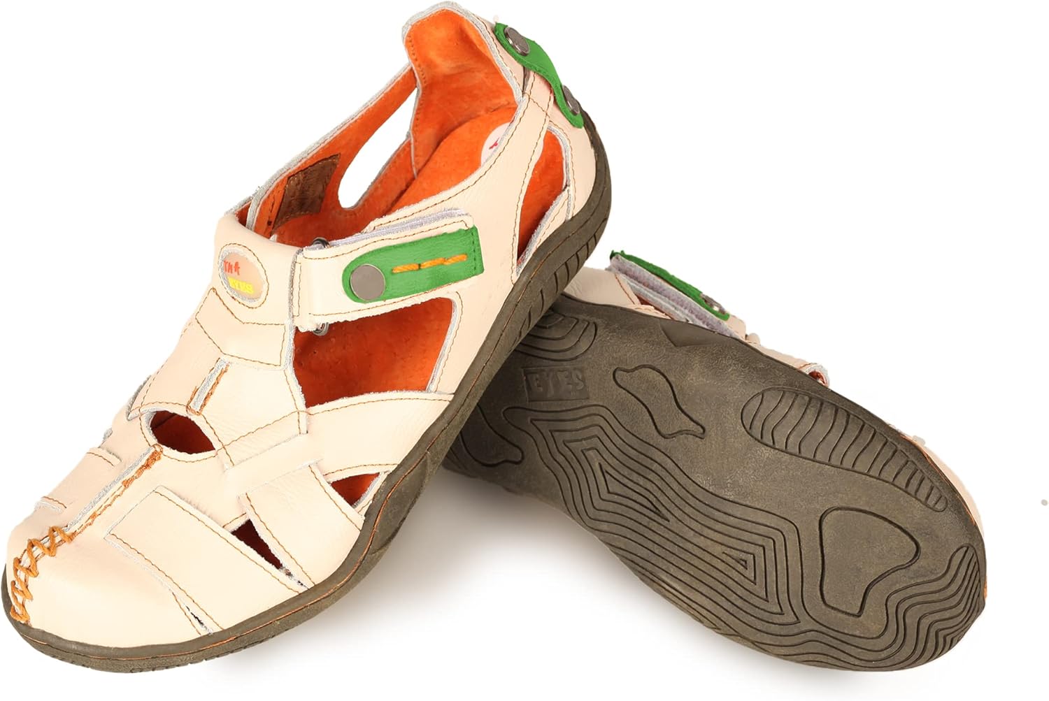 TMA EYES Women's Cross Leather and Hand Stitching Upper Casual Sandal for Outdoor