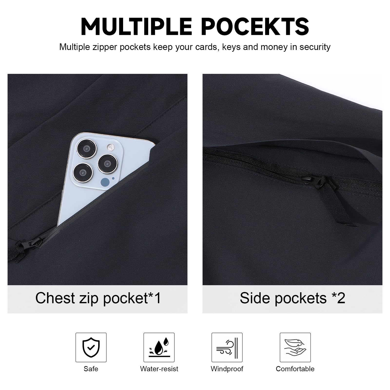LHHMZ Veste imperméable d'extérieur pour hommes, Manteau de randonnée coupe-vent, Veste décontractée de tous les jours, Manteau de travail avec capuchon
