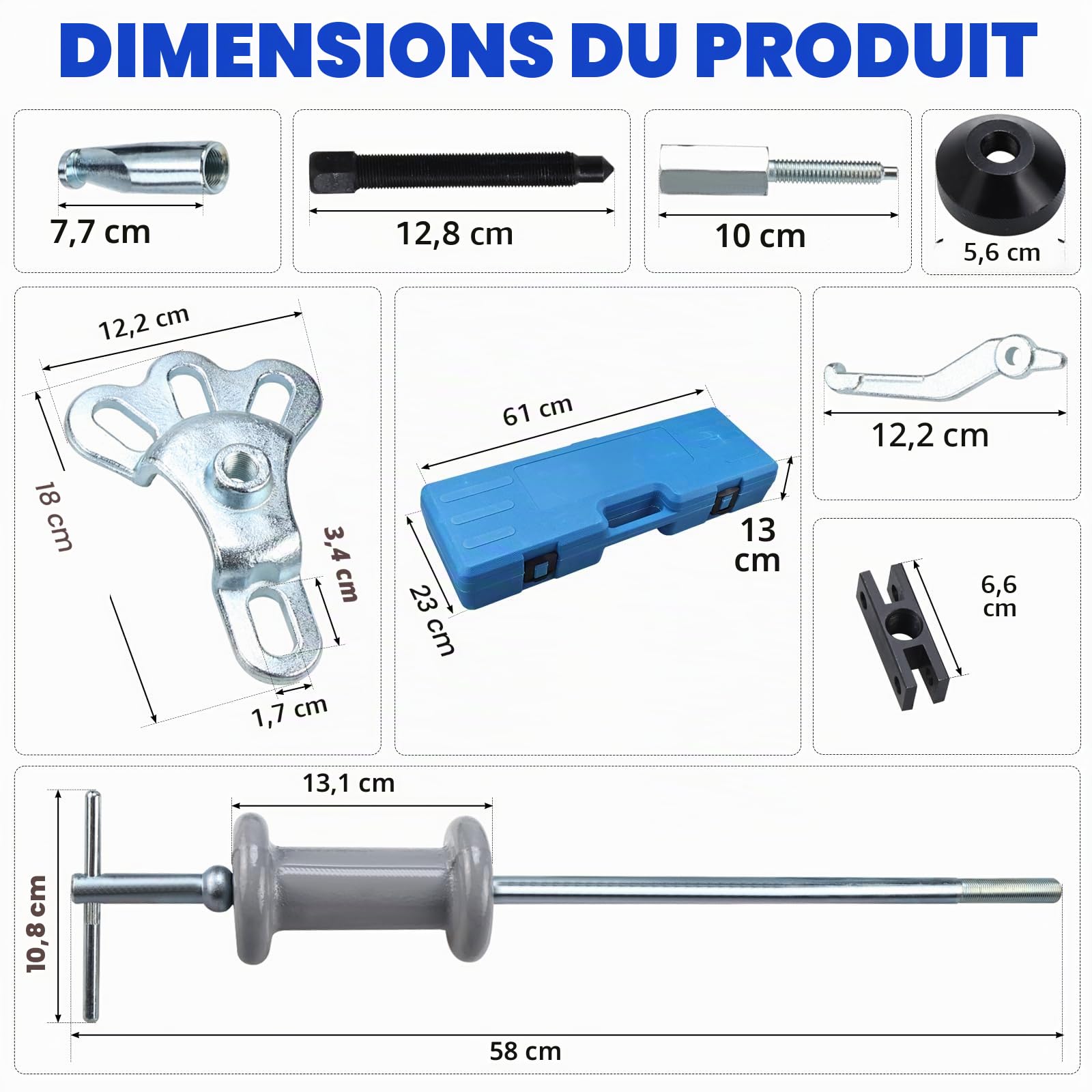 BOOMSTART Kit d'outils de 16 pièces avec marteau à glissement, extracteur de bosse, de moyeu et de roulement, mâchoires internes et externes 2/3 pour voitures et camions