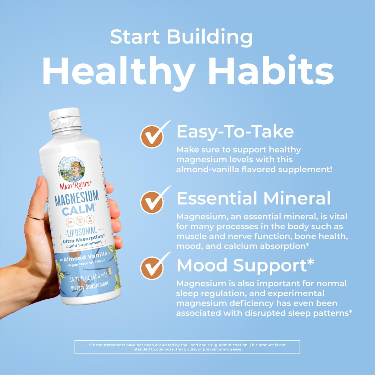 MaryRuth Organics Magnesium Liposomal| Magnesium Supplement | Magnesium Bisglycinate | Muscle & Bone Support | Mood Support Vitamin | Vegan | Non-GMO | Gluten Free | 15.22 Fl Oz | 30 Servings - Image 5