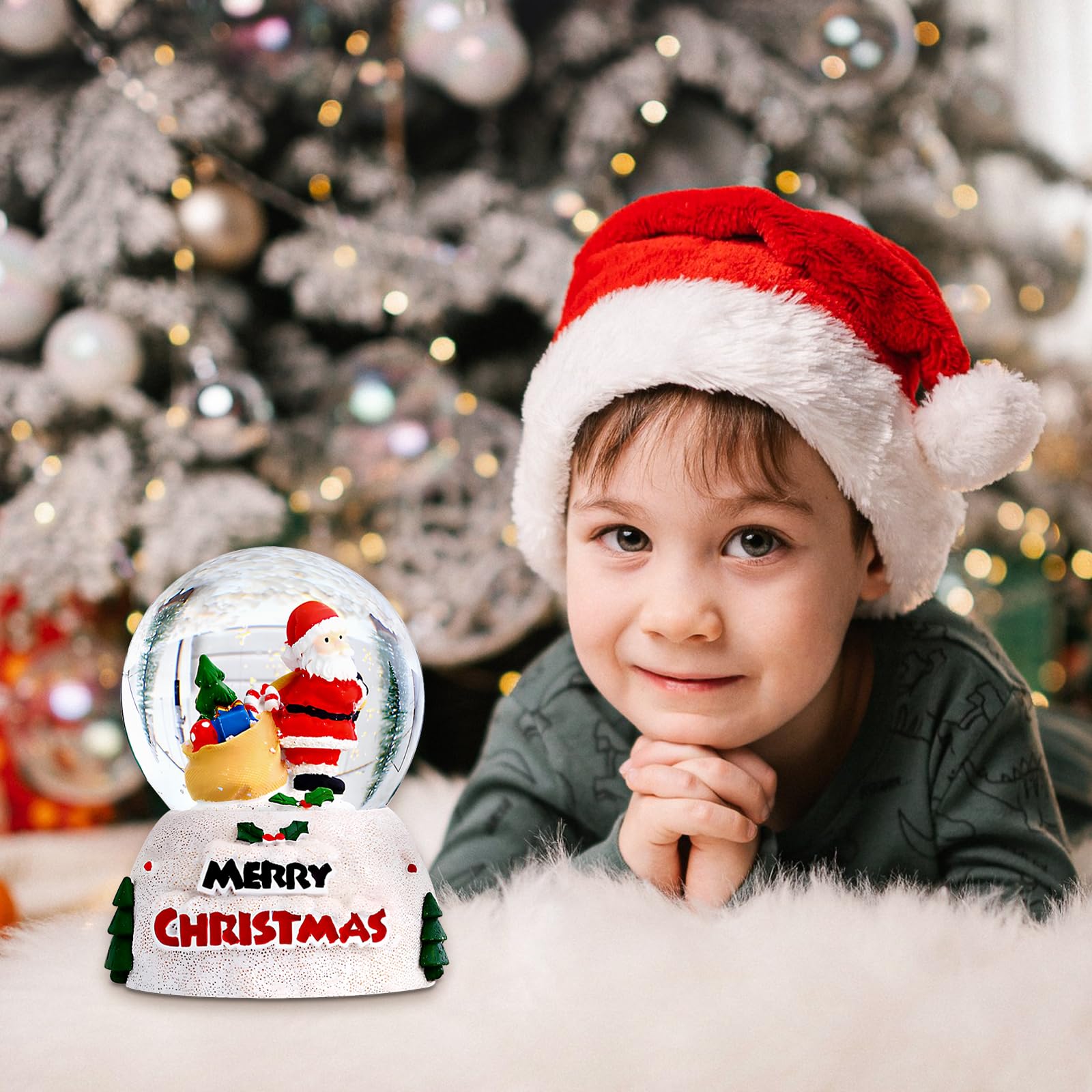 Palle di Vetro Natalizie con Luci LED, Sfera di Cristallo di Natale Brillante - Babbo Natale e Pupazzi di Neve - Globo di Neve di Natale Decorazioni da Tavola, Regali di Natale (Snowman di Natale)