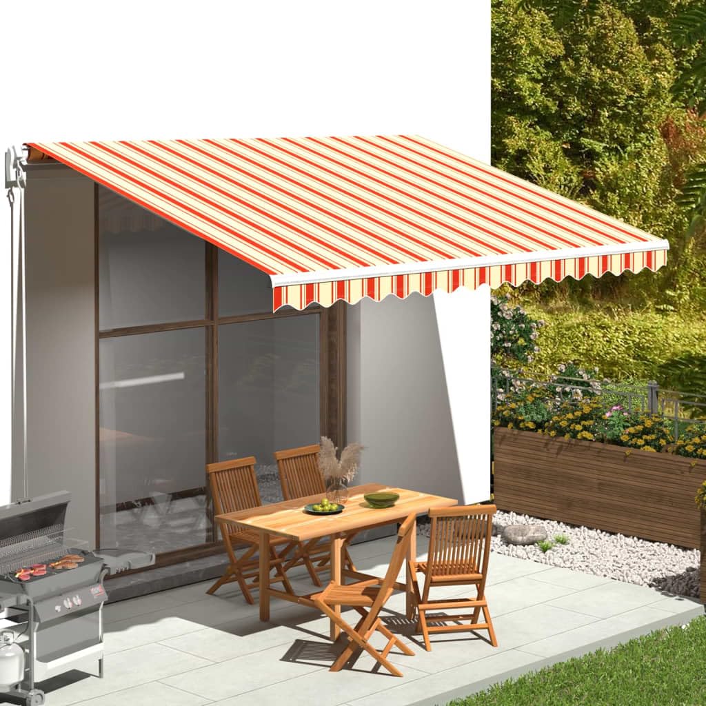 Tenda Da Sole 450x300 cm Da Balcone Estensibile Da Esterno Parasole Autoportante A Bracci Giallo E Arancione
