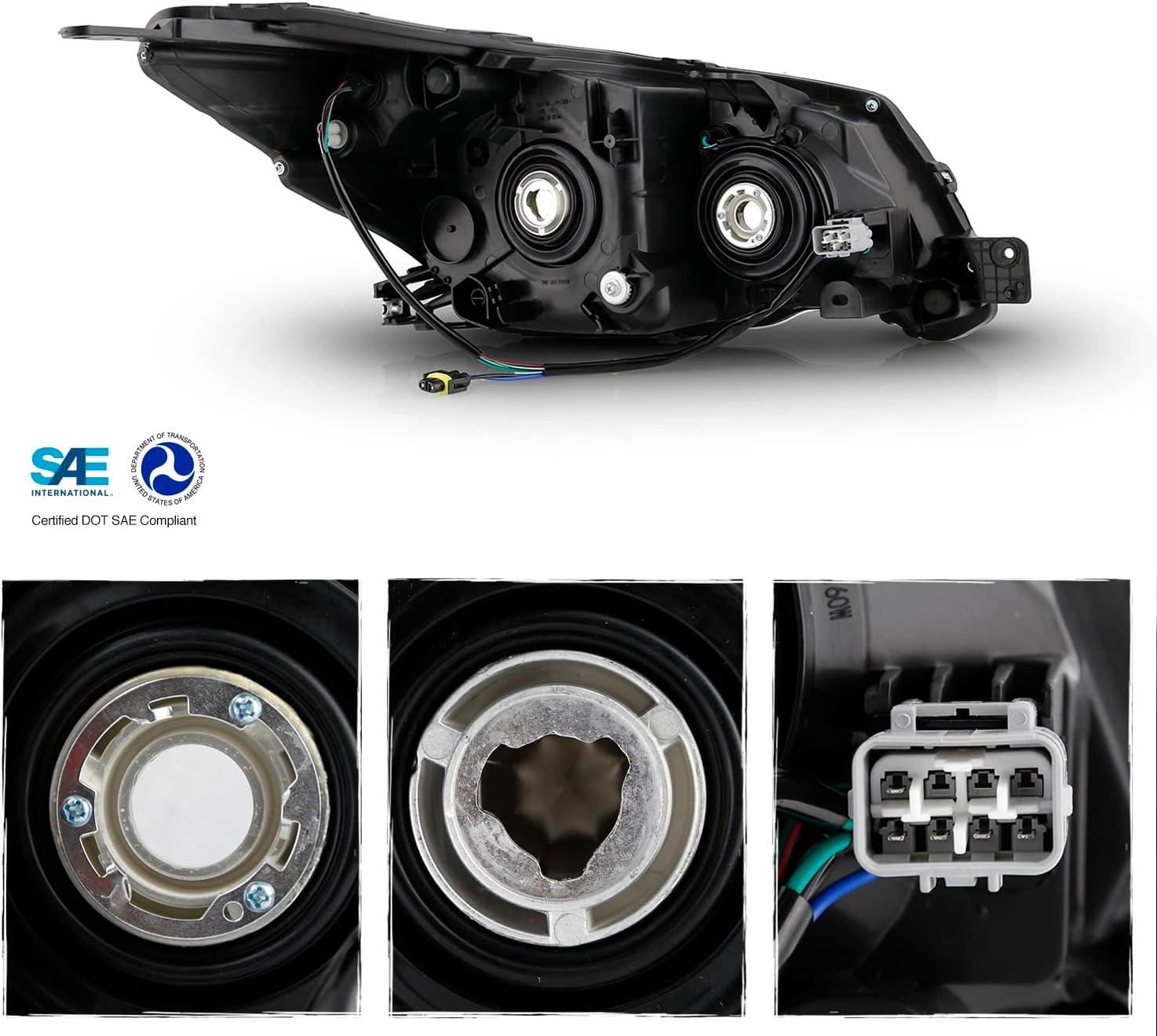 AKKON - Fits 2014-2016 Subaru Forester Factory Style OE Headlights Chrome Housing - Driver Left Replacement