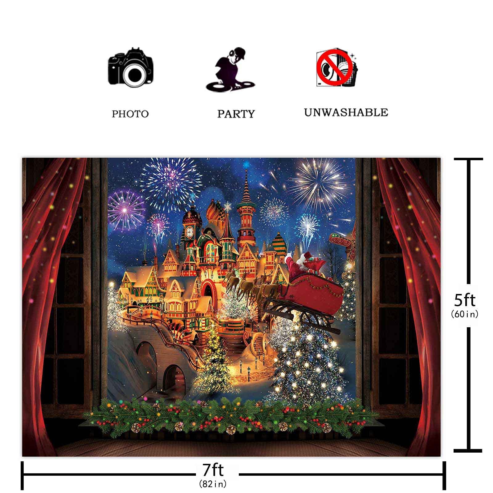 Funnytree Fotohintergrund Weihnachten 2,2x1,5 M | Kiefernbaum-Design | Waschbarer Stoff