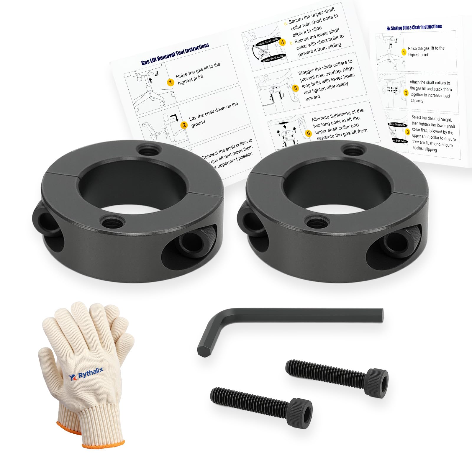 pro 28mm gas lift cylinder removal kit | 700lb-rated office chair saver tools with poly-cotton gloves | fix sinking chair mechanism (steel construction)