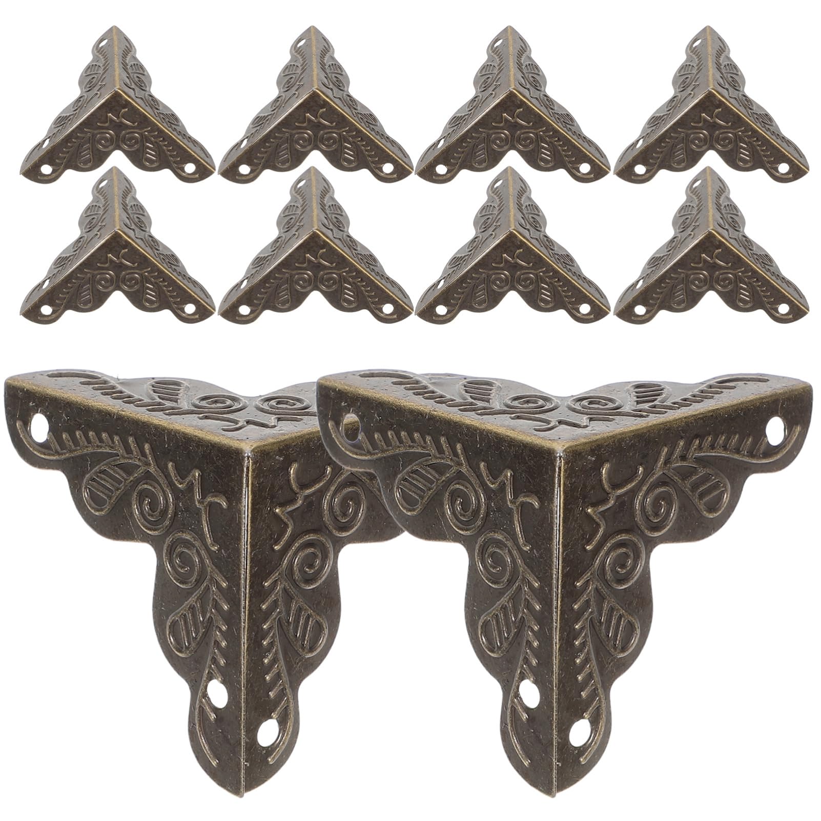 KONTONTY 48Pcs Antique Metal Box Corner Protectors Vintage Furniture Corner Guards Decorative Edge Covers for Jewelry and Boxes Easy Installation Chic Home Decor