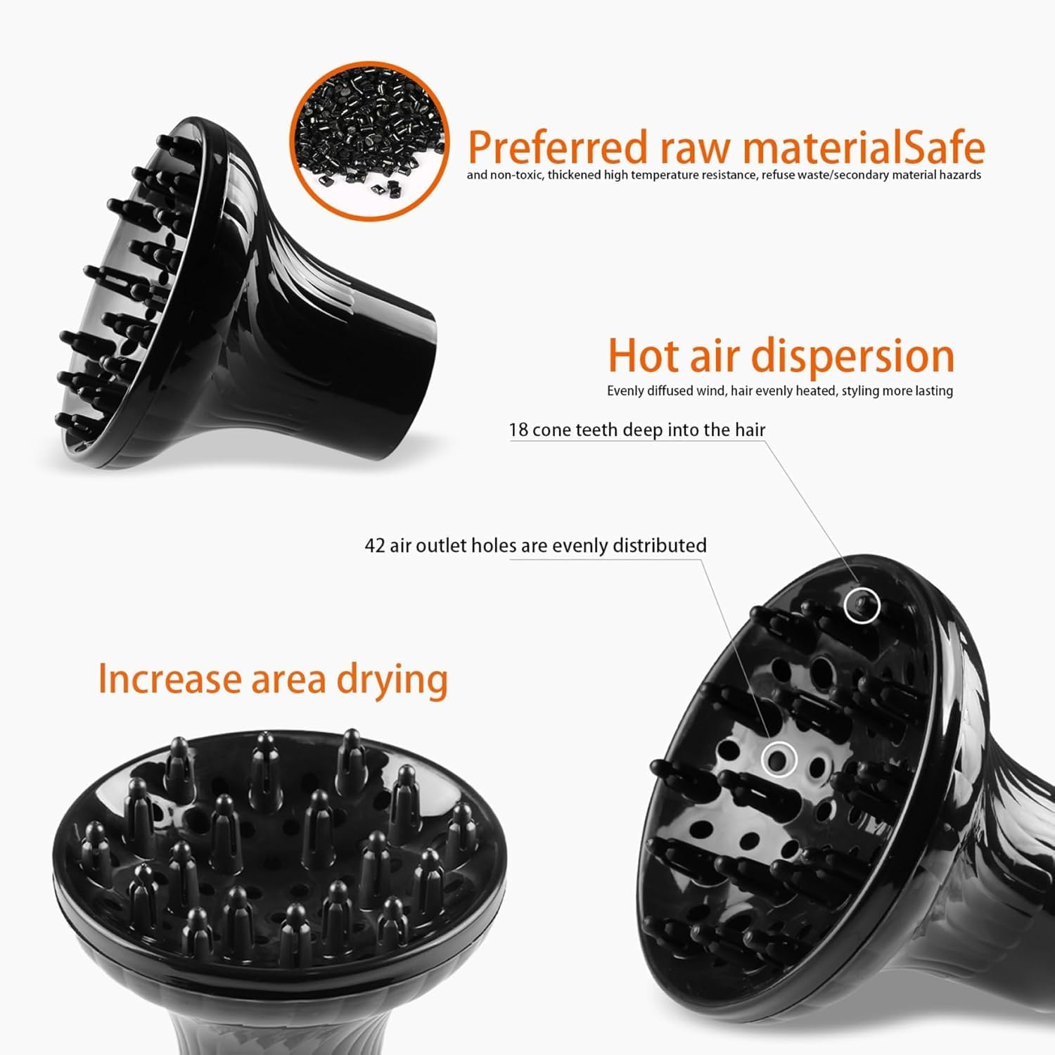 Calyrex Universal Hair Diffuser, Hair Dryer Diffuser Attachment for Curly and Natural Wavy Hair, Professional Blow Dryer Diffuser, Adjustable from 1.38 inch to 1.97 inch - Image 9 thumbnail