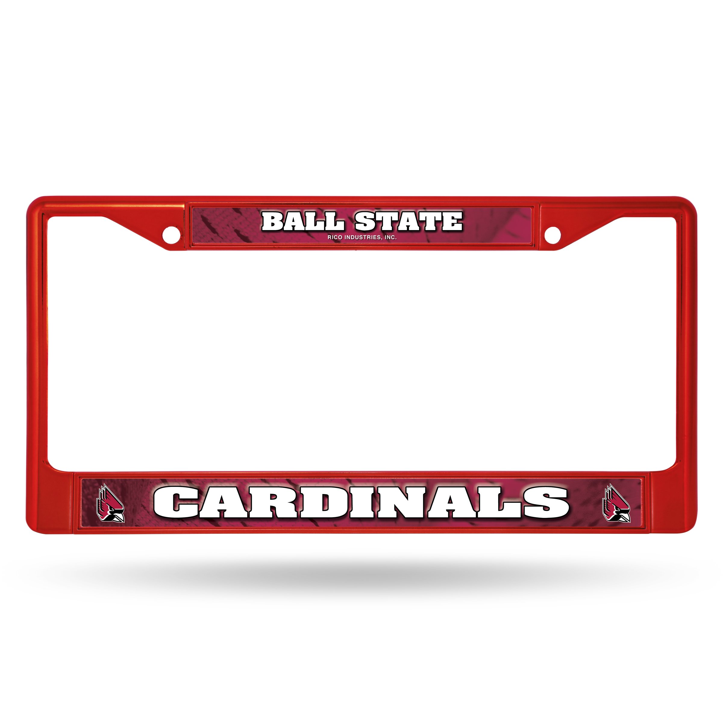 Rico Industries NCAA Ball State Cardinals Team Colored Chrome License Plate Frame, Red