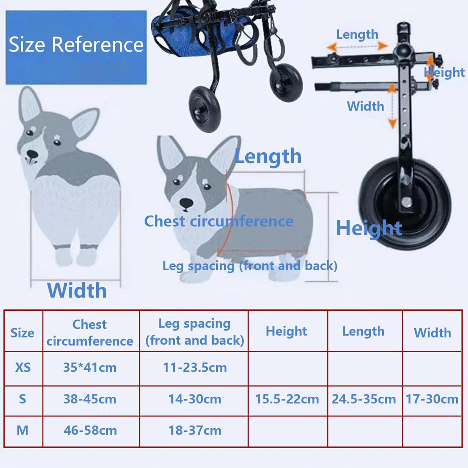 Silla de ruedas para perros – Ayuda de movilidad ajustable de doble rueda para perros discapacitados y ancianos