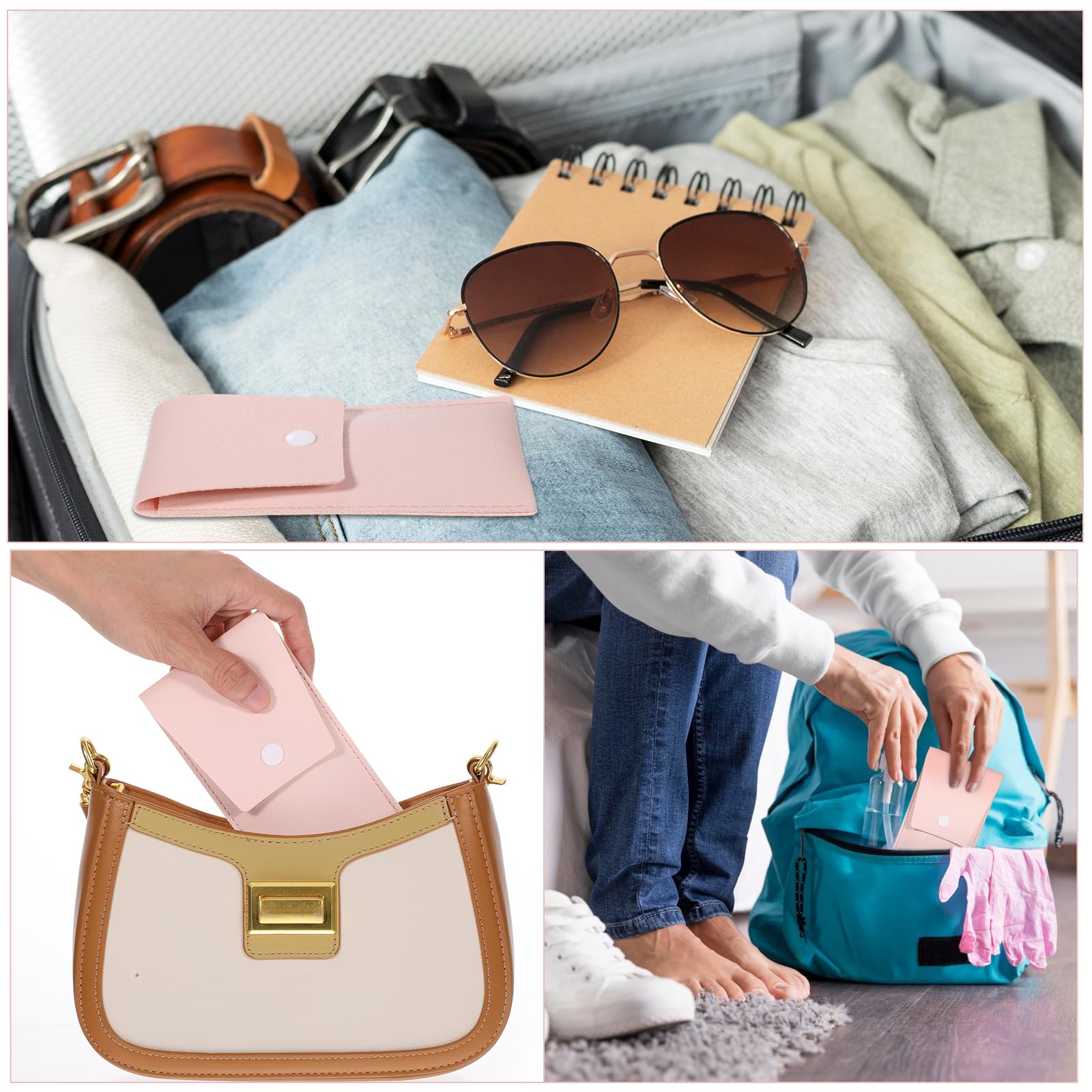 Juego de 24 brochas de maquillaje de viaje, mini brochas de maquillaje, brochas de maquillaje en ángulo para mujeres y niñas, regalo de boda (rosa polvo)