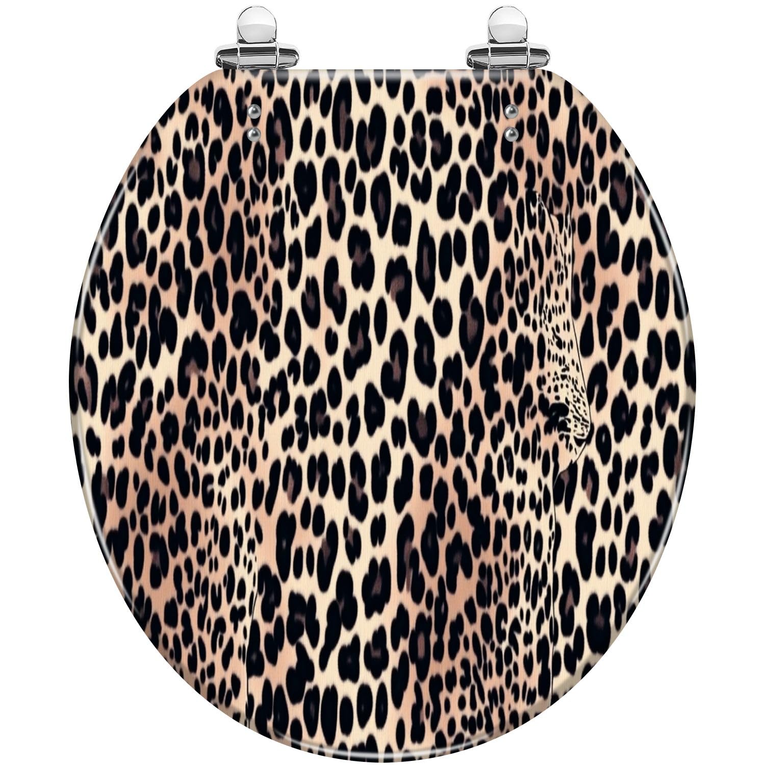 Tazyyzuu Multi3 Leopard Skin Round Toilet Seat Seamless Resin Slow Close Lid Quick Release Hinges Easy Clean(,16.5X14.5)