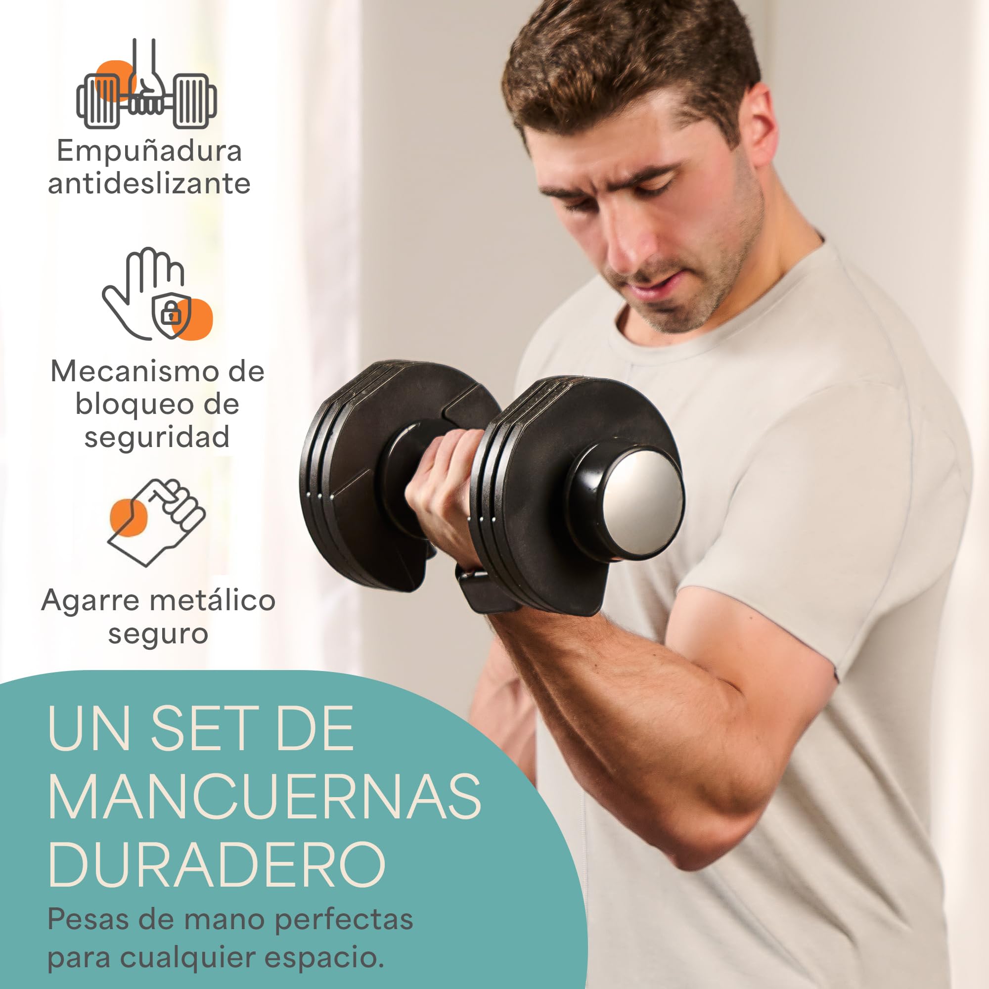 LifePro Juego de Mancuernas Ajustables de 2 x 11,34 kg/25 lb - Juego de Pesas Duraderas con Mango Antideslizante y Mecanismo de Bloqueo de Seguridad para Gimnasio en Casa