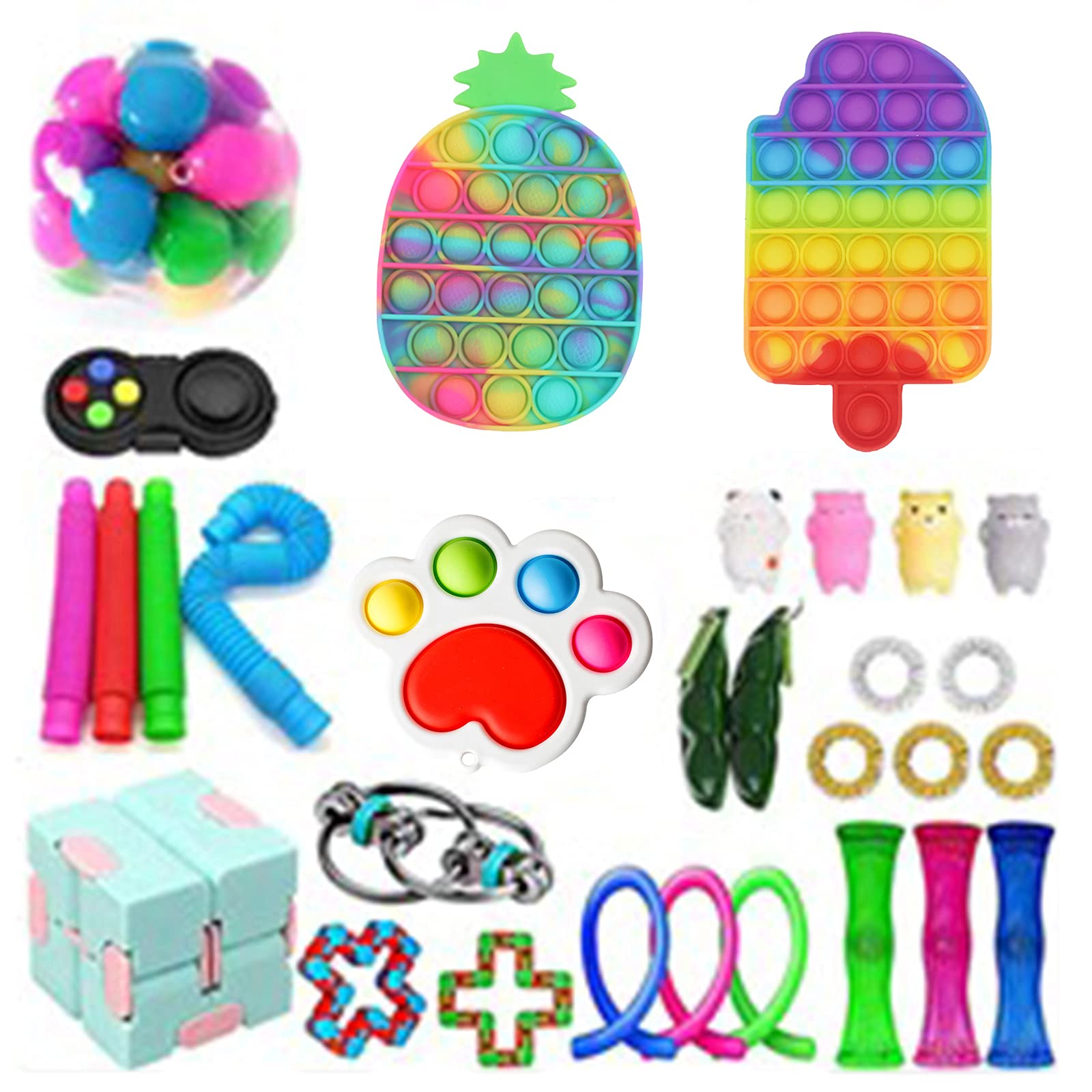 Cheap Fidget Sensory Toys Simple-Dimple Pack, 30 Pack, Stress Relief Anxiety Tools with Pop Bubble Fidget Sensory Toy Party Favor Fidget Games