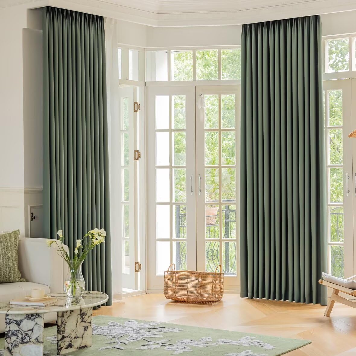 遮光一級カーテン緑色４枚 約１００×２２５　タッセル４枚 遮光一級カーテン緑色4枚 約100×225タッセル4枚