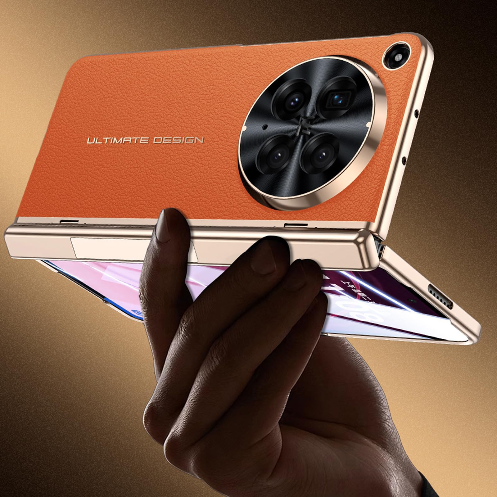 Etui platerowane do Oppo Find N6, ochrona ekranu zapobiegająca podglądaniu luksusowy futerał na aparat odporny na wstrząsy skórzany pokrowiec na podpórkę, szary, N6
