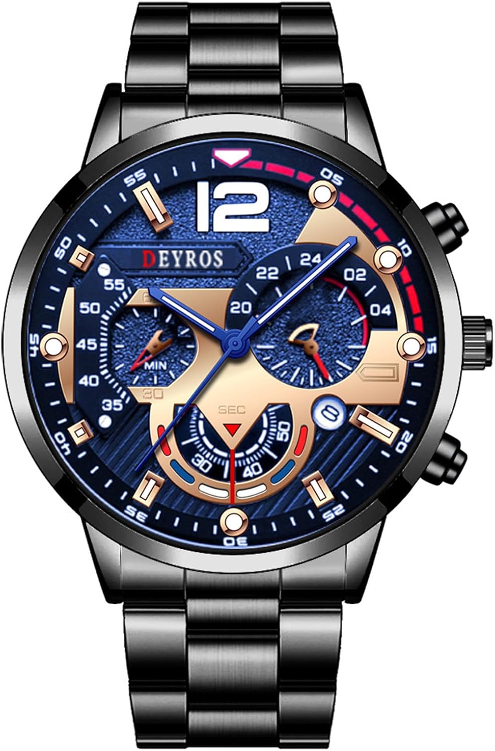 Reloj OIDEA Hombre Analógico Redondo - Cuarzo con Decoración de Tres Ojos 1 OIDEA Relojes Analógico Redondo Hombre: Reloj de Cuarzo Empresa con Decoración de Tres Ojos para Caballero Correa de Aleación Luminoso Extraíble - para Ocio Negocios Regalos