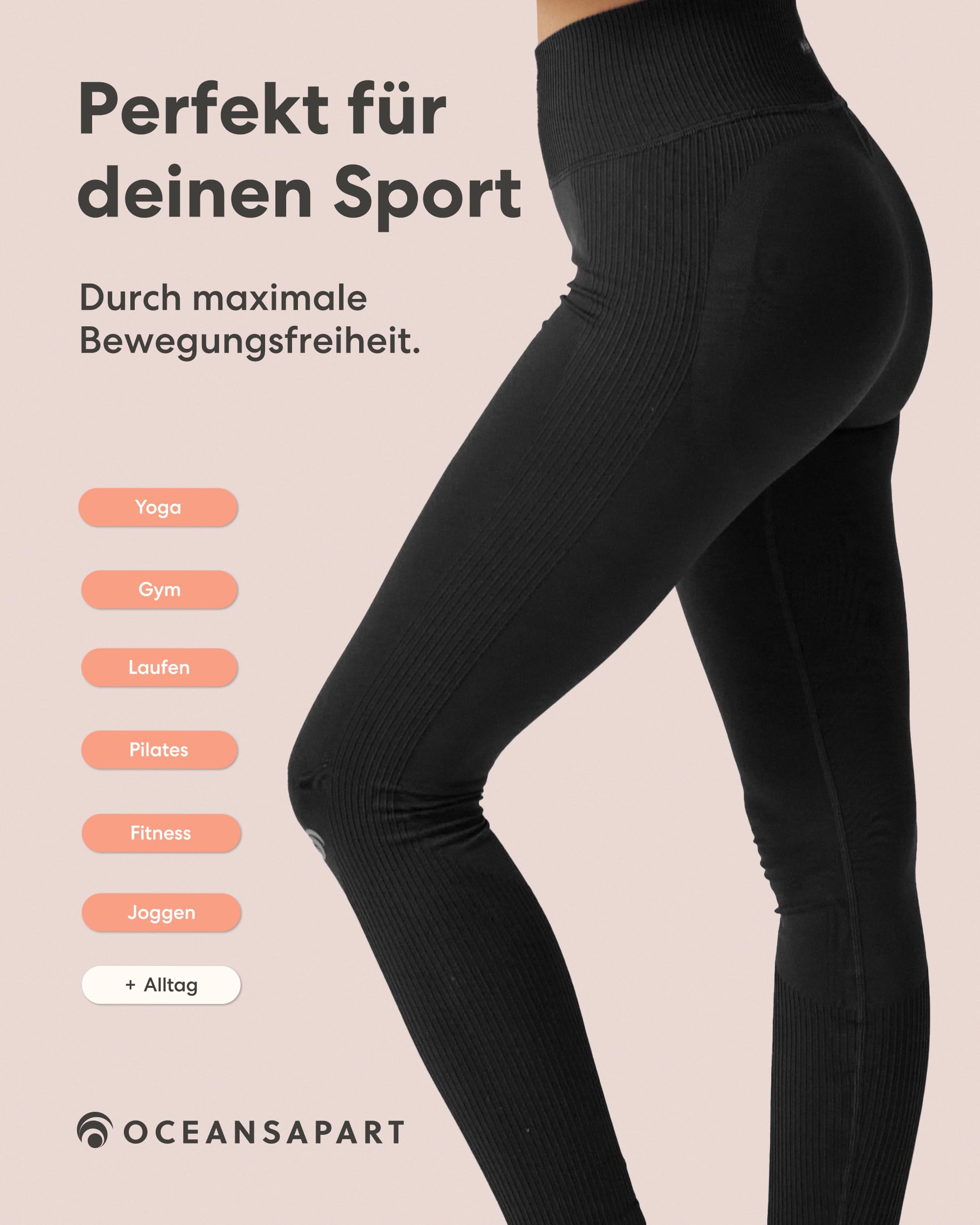 OCEANSAPART Sydney Pant - Sport Leggings Damen High Waist Yoga | Blickdicht & Nahtlos – Schnelltrocknend & Feuchtigkeitsableitend – Push-Up-Effekt für Gym & Fitness