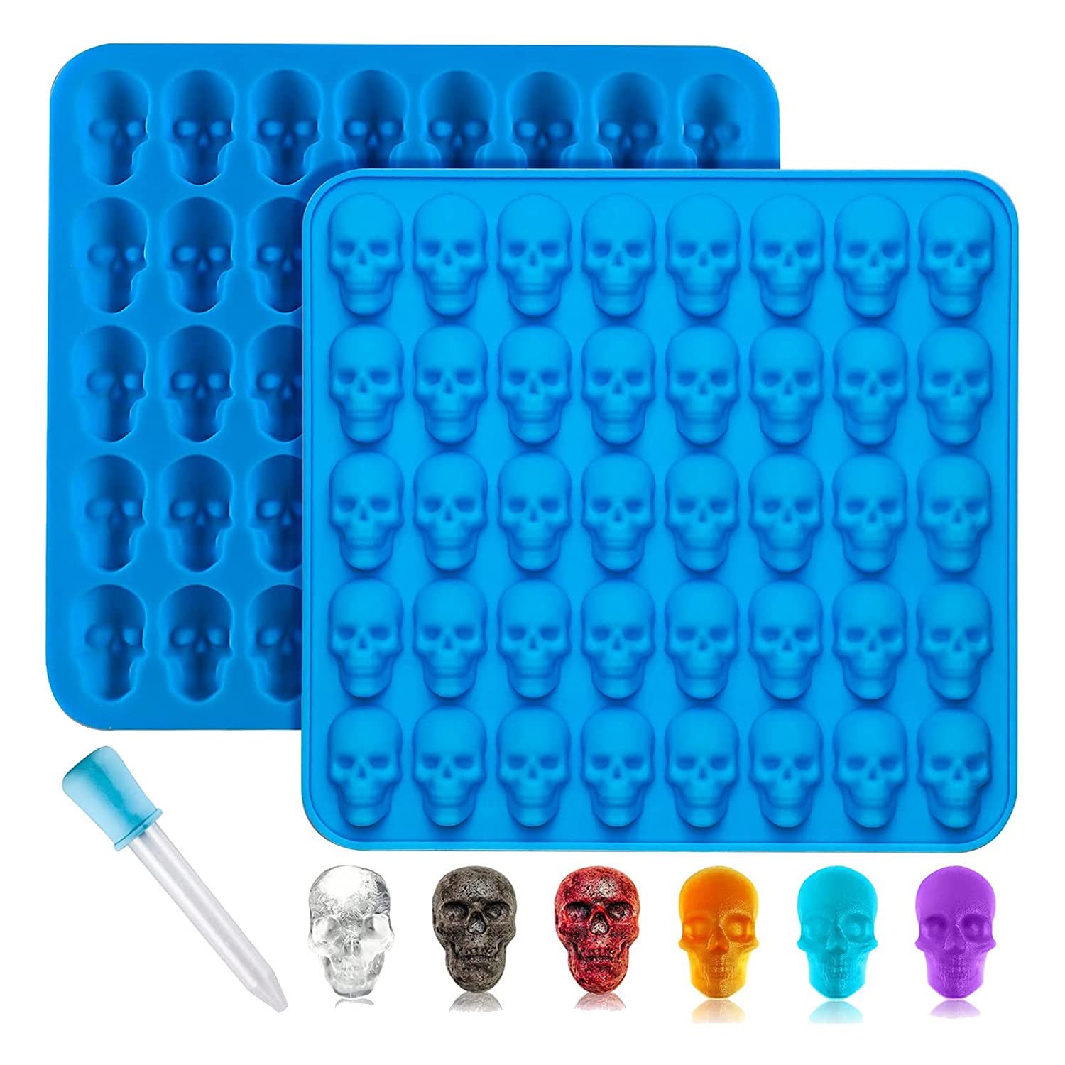 CTRLZS 2Pcs Molds Silicone,Chocolate Molds with 1 Droppers Nonstick Food Grade Silicone for Candy Blue