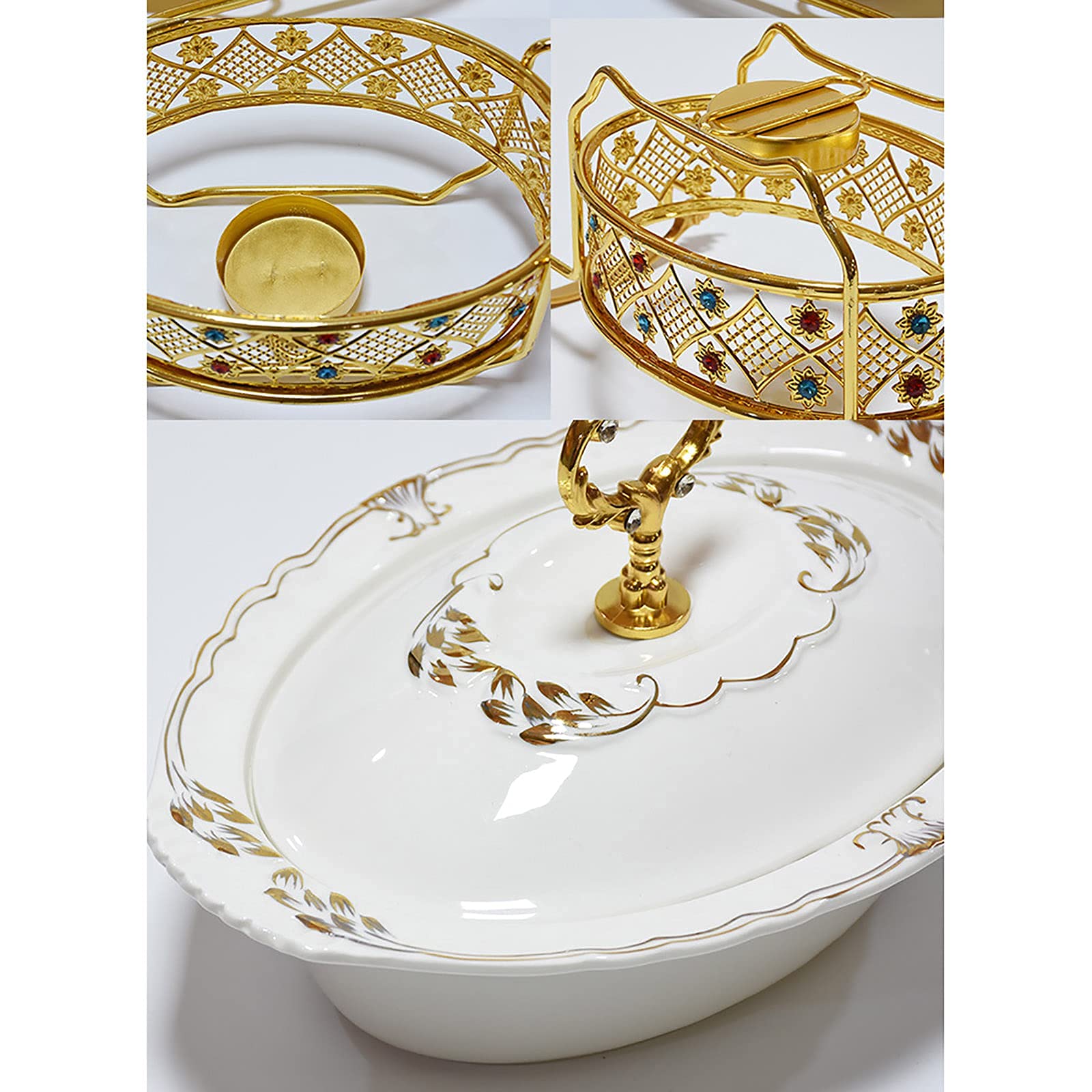 Set da Buffet per Scaldavivande da Chef, Scaldavivande in Ceramica con Decorazione A Diamante, Set di Scaldavivande E Scaldavivande per Buffet, per Catering A Buffet, Feste in Cucina, A, B