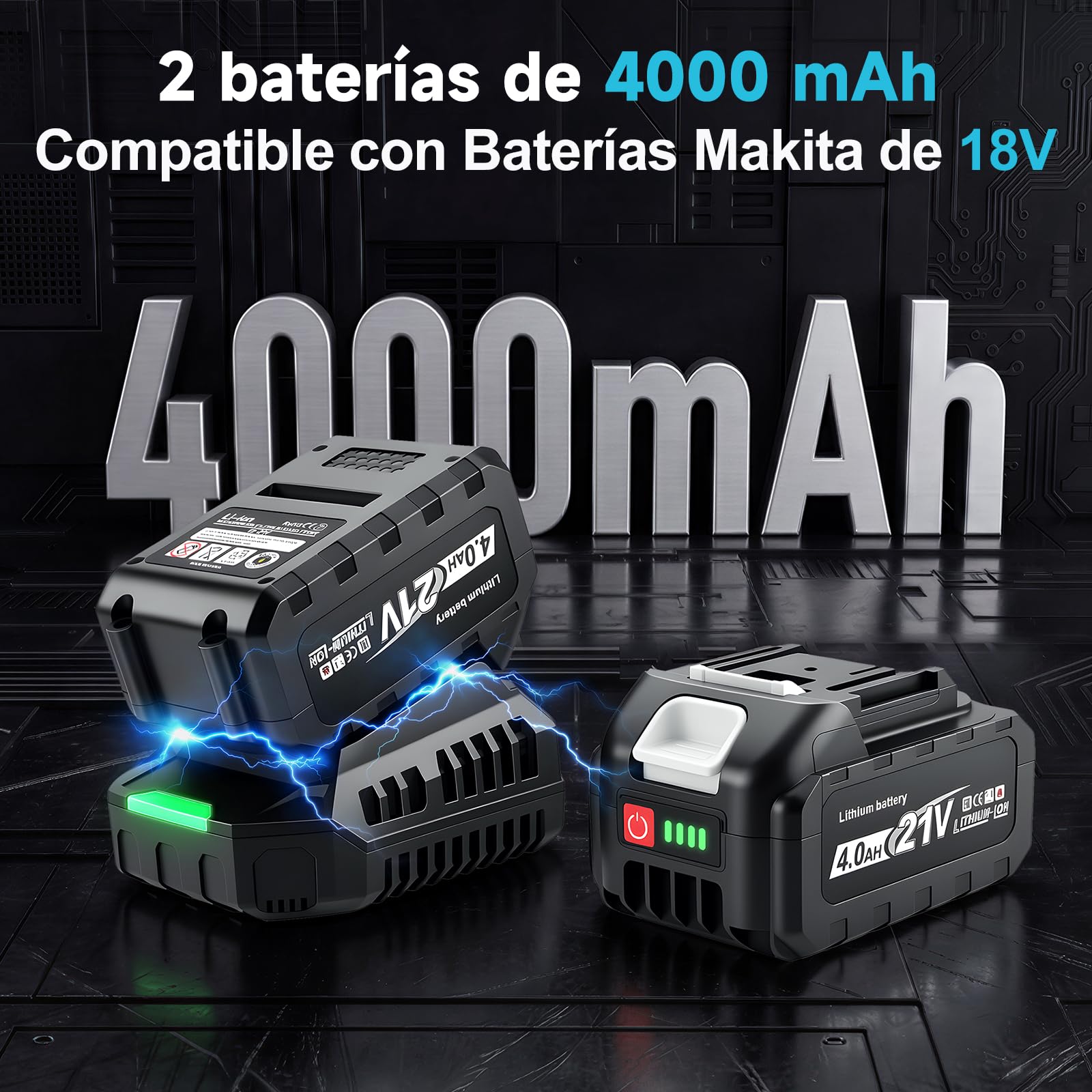 YEARTOP Pistola de Impacto a Batería Aflojado 1200 Nm con 2x 4.0Ah Baterías