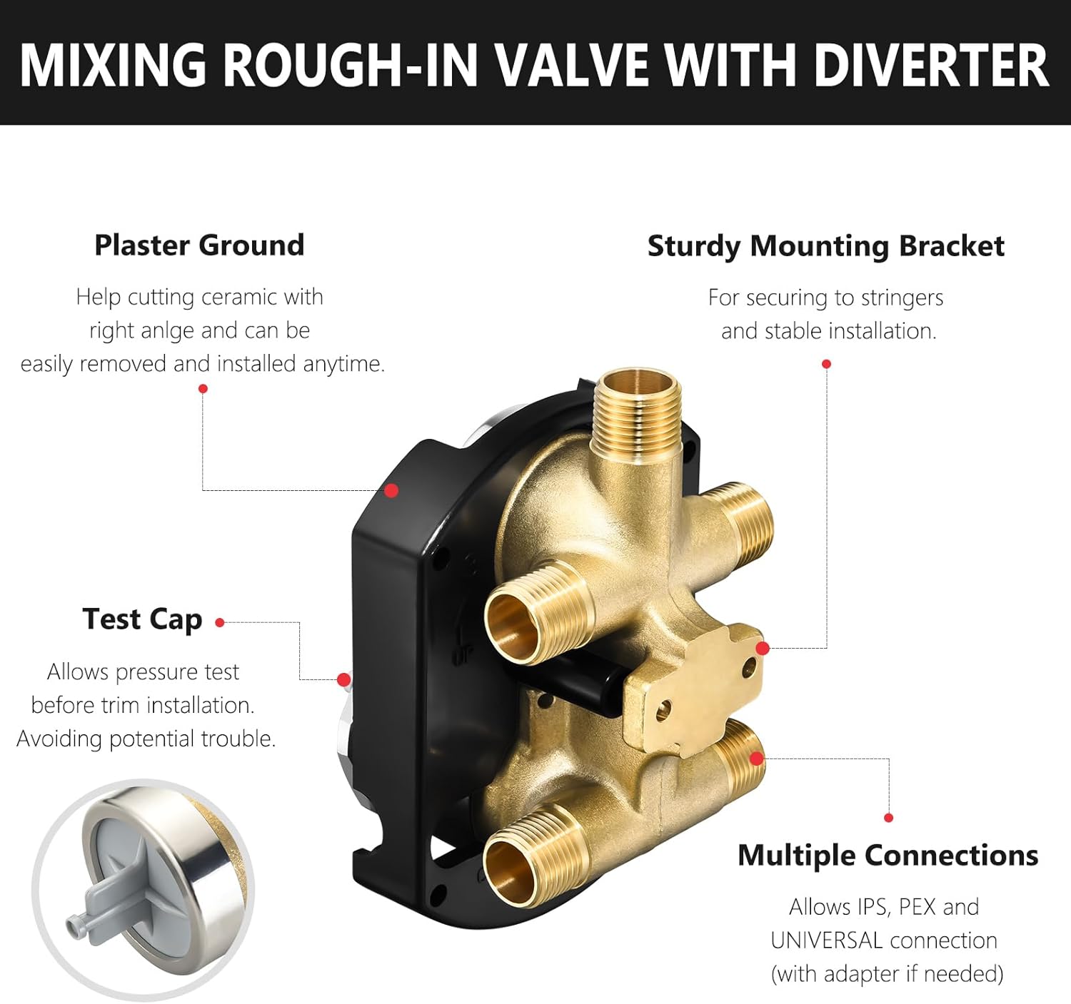 R22000 Integrated Shower and Diverter Valve, Compatible with D 3-Setting or 6-Setting Integrated Diverter Valve Trim kit, Brass Construction - Image 2