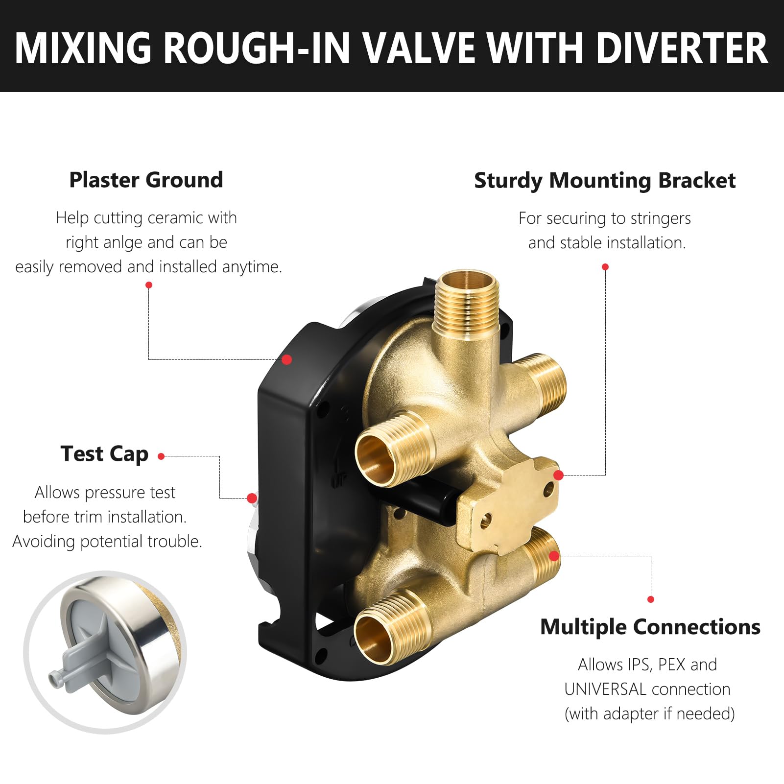RP51918 3-Setting Diverter Cartridge Replacement Kit – Compatible With R11000 R22000 Faucet Valve, Brass Construction, Leak-Proof, Includes Wrench & Handle