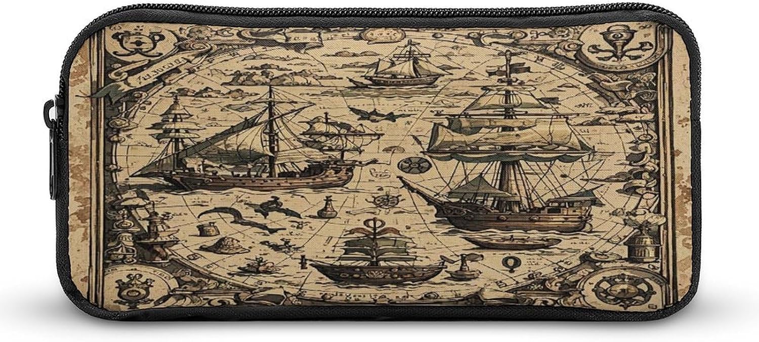 Treasure Map Maritime Pirate Makeup Bag Toiletry Bag Cosmetic Bag