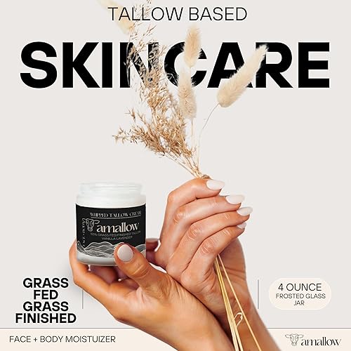 Miniatura 2 de Amallow Sarga de carne 100% alimentada con pasto para el cuidado de la piel, cara + cuerpo, hidratante batida, loción 100% natural, 4 onzas líquidas