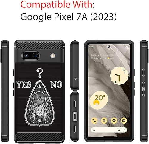 Miniatura 2 de CasesOnDeck Slim TPU Case Compatible with Google Pixel 7A (2023)  Pixel 7A Case Flex Carbon Cool Ultra Thin Slim Black TPU - Ouija Yes No