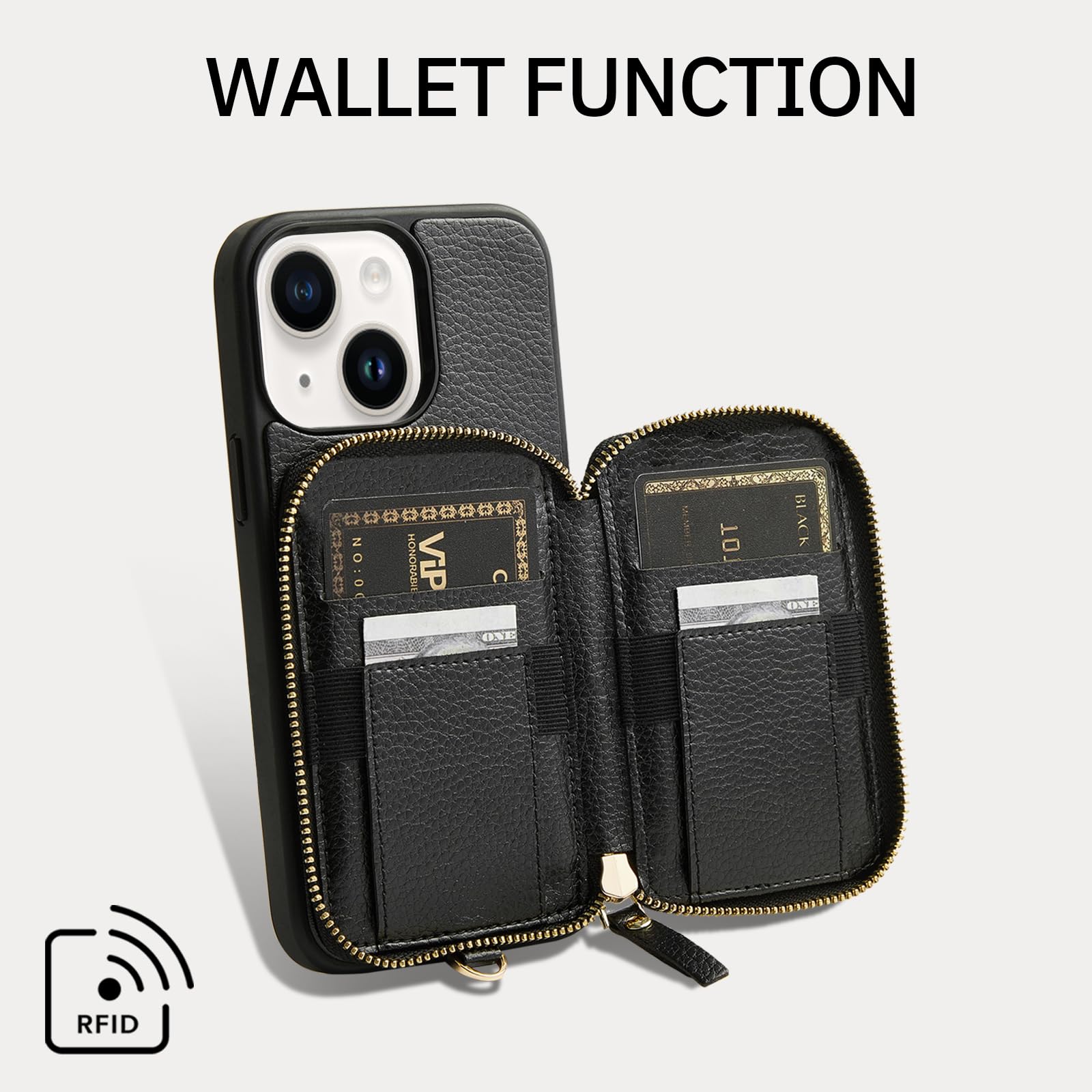 Amazon.com: ZVE for iPhone 13 Wallet Case with Wristlet, Zipper