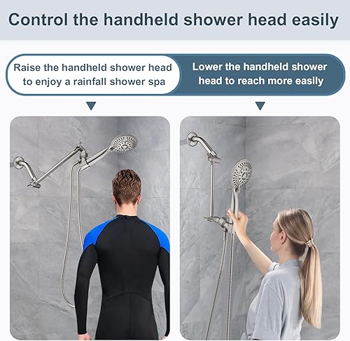Miniatura 5 de BRIGHT SHOWERS Brazo de extensión de cabezal de ducha de latón para lluvia y cabezal de ducha de mano, extensor universal de brazo de ducha de 10