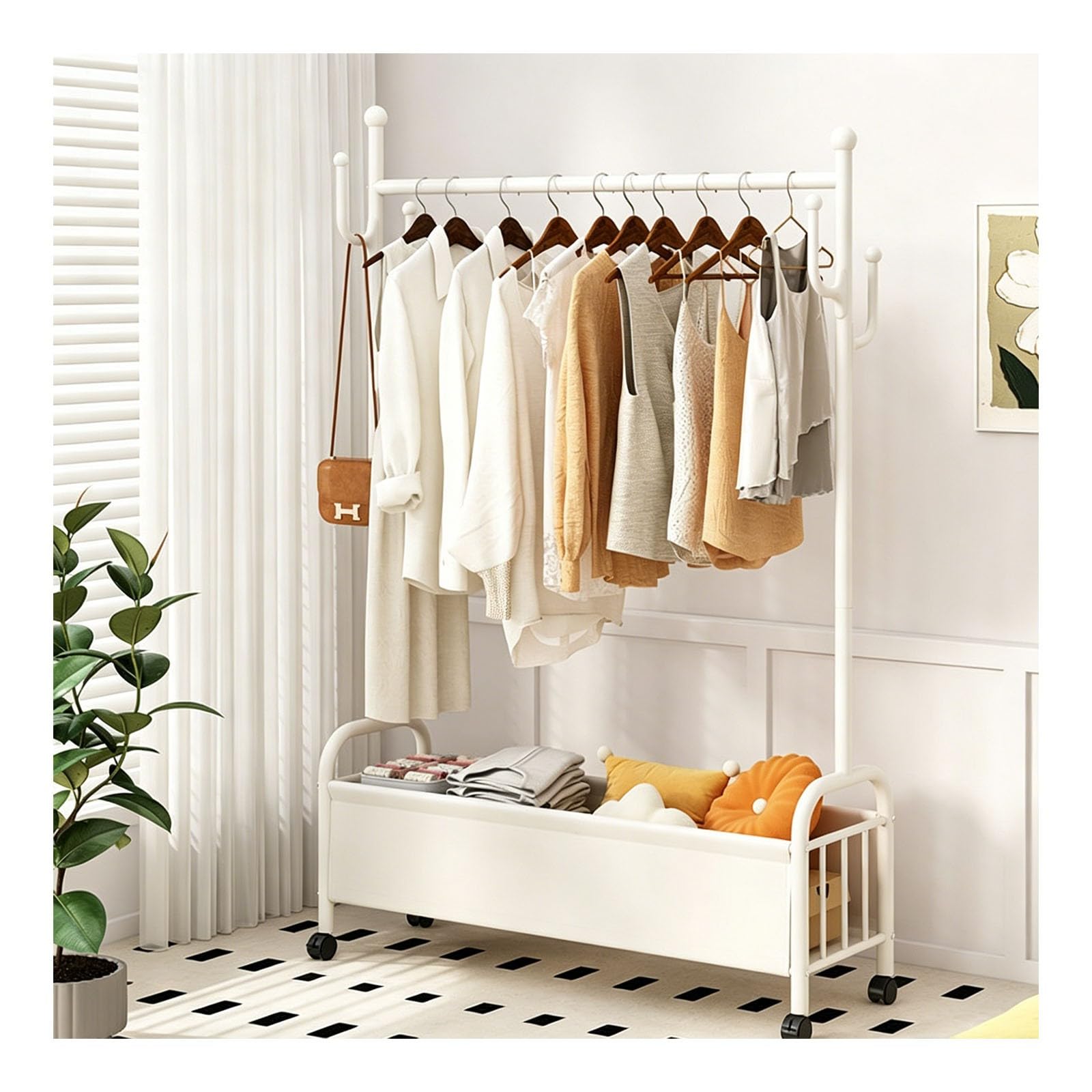 SXDHOCDZ Wooden Hangers, Independent Roll Up Hangers, Suitable for Bedrooms(white,120cm)