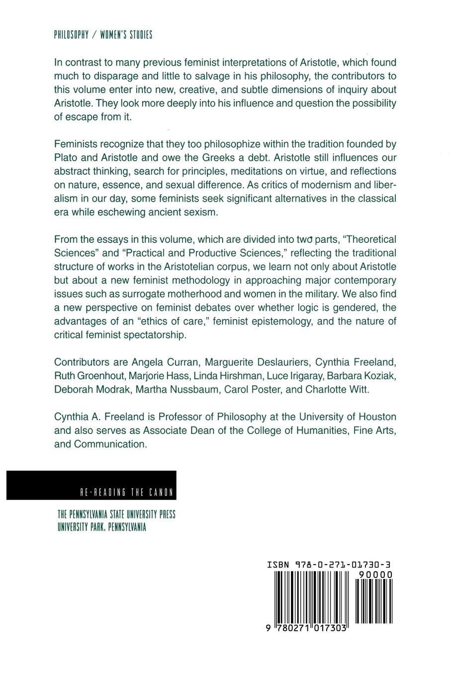 Feminist Interpretations of Aristotle (Re-Reading the Canon)