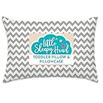 Little Sleepy Head Toddler Pillow with Pillowcase 13x18 - Kids Pillow for Sleeping - Better Neck Support Ergonomic Pillow and Toddler Pillowcase - Best Pillows for Kids (Chevron Gray)