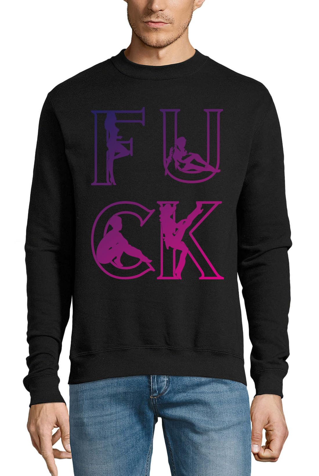 Pull en coton pour fille FCK ample XXL noir anti-irritation